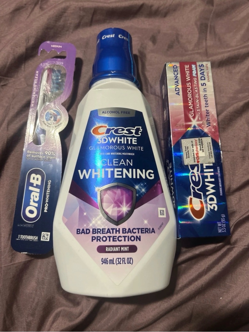 Crest 3D White Clean Whitening Mouthwash - White, Blue, Purple